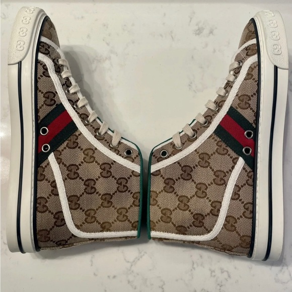 SOLD Gucci TENNIS 1977 HIGH TOP SNEAKER Women’s size 7.5 w/ full set - Picture 1 of 8